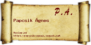 Papcsik Ágnes névjegykártya